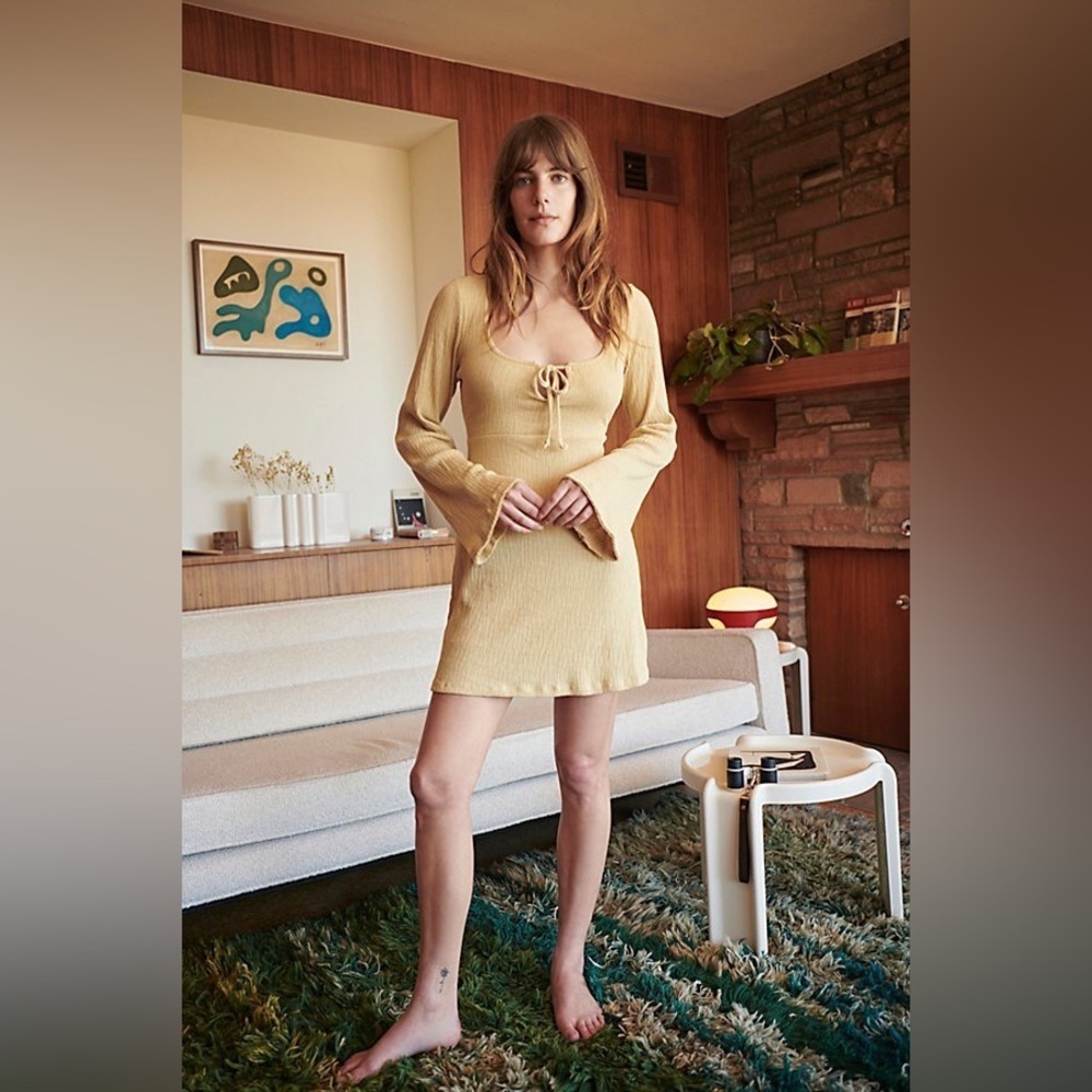 Free People Beach Brynne Ribbed Open Back Mini Dress Ribbed Size Large